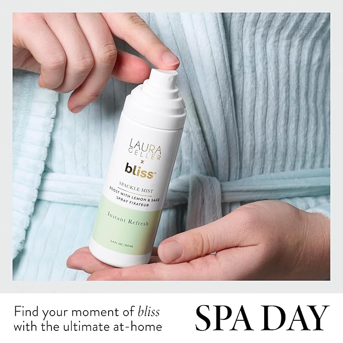 LAURA GELLER NEW YORK x Bliss Spackle Mist Boost with Lemon & Sage - Long-Lasting Dewy Skin Makeup Setting Spray - Brighten and Soothe Dull Skin-VivaGrace Women