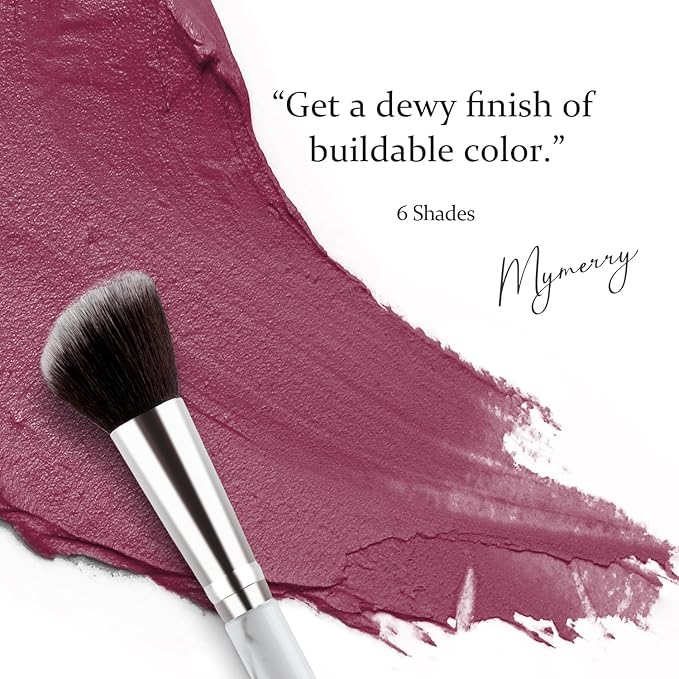 Blush Stick, Cream Blush for Cheeks and Lip Tint, Dewy Finish, Buildable & Blendable Color, Lightweight & Long-Lasting Formula| Rosemary-Mauve & Angled Blush Brush（0.53fl.oz）-VivaGrace Women