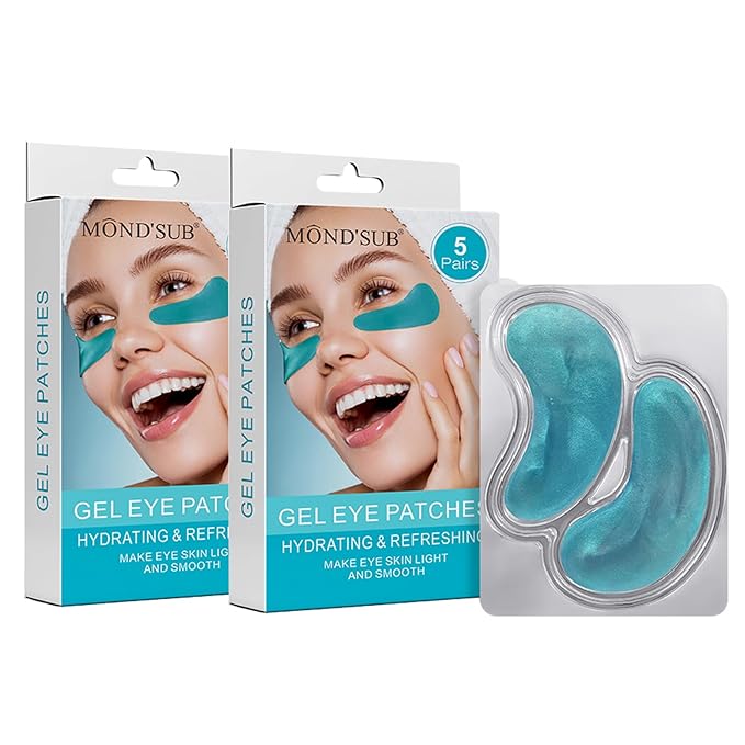 Premium Under Eye Patches, Gel Eye Patches Hydrating & Refresh for Puffy Eyes, Under Eye Bags & Dark Circles, Natural Collagen Eye Gels Pads, Crystal Anti-Aging Eye Mask (Light blue)-VivaGrace Women