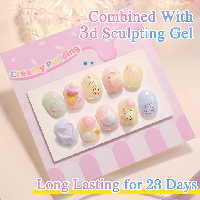 Double Rhythm 6 Pcs 15 ML Gel Polish Set Same Color Same Bottle Soak Off Gel Polish Kit Nail Art Manicure Salon DIY at Home for Women (Jelly Blue Purple Nude Pink-T6-40)-VivaGrace Women