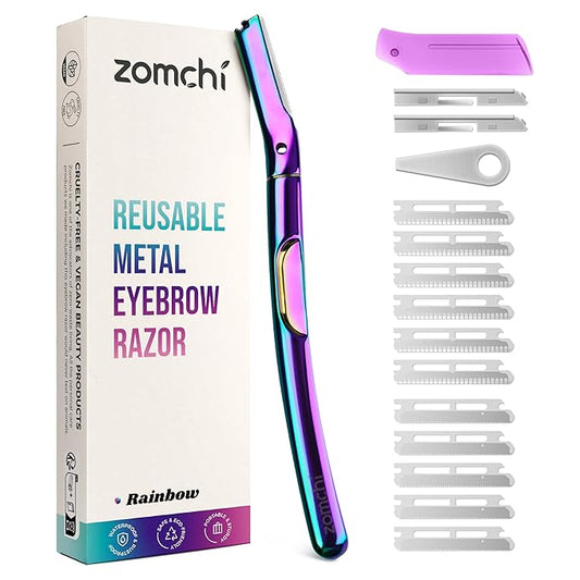 ZOMCHI Dermaplane Razor for Women Face, Premium Facial Razor & Eyebrow Razor, Dermaplaning Tool with Metal Handle, Removes Peach Fuzz, Exfoliates Skin, 11 Blades (Rainbow)-VivaGrace Women