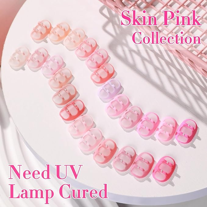 Double Rhythm 28Pcs 0.5Oz Gel Nail Polish Set Same Color Same Bottle Soak Off Gel Polish Kit Nail Art Manicure Salon DIY at Home for Women (Neutral Skin Pink Nude Collection-T24-12)-VivaGrace Women