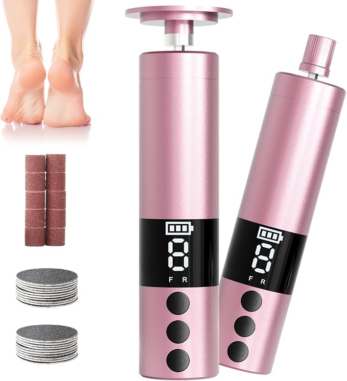 Electric Callus Remover for Feet, Rechargeable Professional Electronic Foot File Nail Grinder,9 Adjustable Speed Foot Sander Scrubber Pedicure Tool for Dry Dead Skin with Sandpaper Discs (Pink)-VivaGrace Women