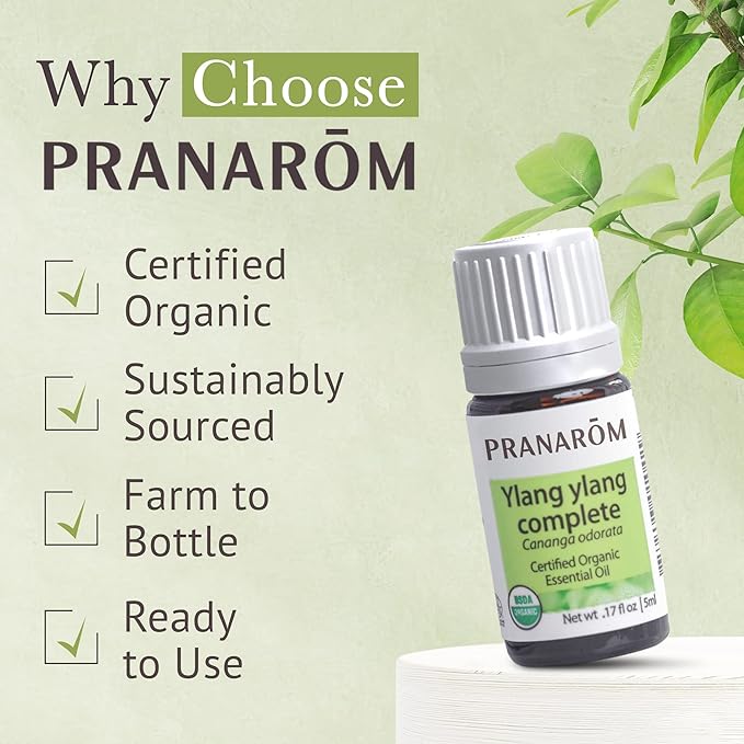 Pranarom USDA Certified Organic Ylang Ylang Essential Oil (5ml), 100% Pure Undiluted Therapeutic Grade from Madagascar for Aromatherapy, Diffuser, Meditation, Massage, Relaxation-VivaGrace Women