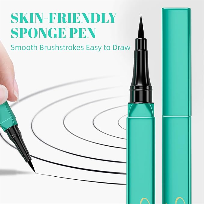 OETUIOW Liquid Eyeliner, Long-Lasting & Waterproof Eyeliner Pen, Quick Drying, Super Slim Precise All Day for Women, Glides on Smoothly, Cruelty-Free & Vegan (Black)