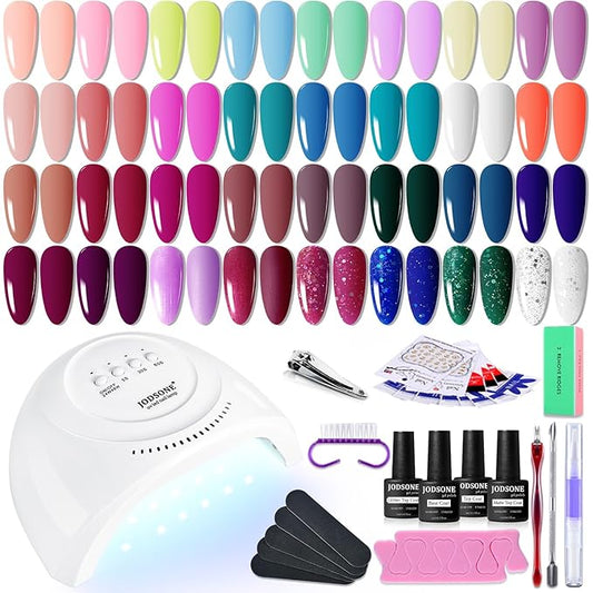 JODSONE 36 PCS Gel Nail Polish Starter Kit U V Light and Dark Series Gel Nail Set No Wipe Base Matte and Glossy Top Coat All Kinds of Manicure Tools-VivaGrace Women