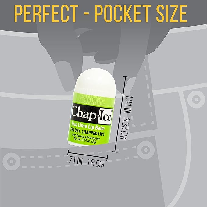 Chap-Ice® | 12-Count Mini Kiwi Lime Lip Balm | Lip Balm Pack Fortified with Vitamin E for Dry, Cracked Lips | Made in USA | 12-Count Mini Lip Balm with Kiwi Lime Flavor (0.10oz/3g Each)-VivaGrace Women