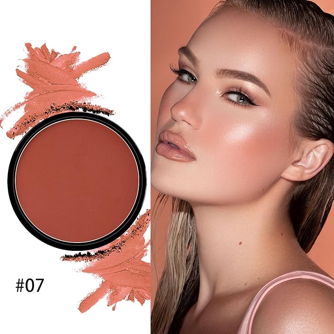 Boobeen Powder Blush Matte Blush, Highly Pigmented Beauty Cream Blush Palette for Create A Natural Cheek Flushed Look, Rich Colors (C-07)-VivaGrace Women