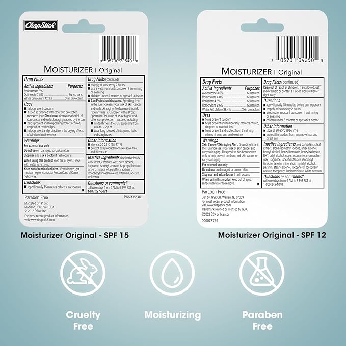 ChapStick Moisturizer 2-in-1 Lipcare 9-Pack (3 SPF 12, 6 SPF 15) – Original Lip Balm with Broad Spectrum SPF, Aloe & Vitamin E, 0.15 Ea-VivaGrace Women