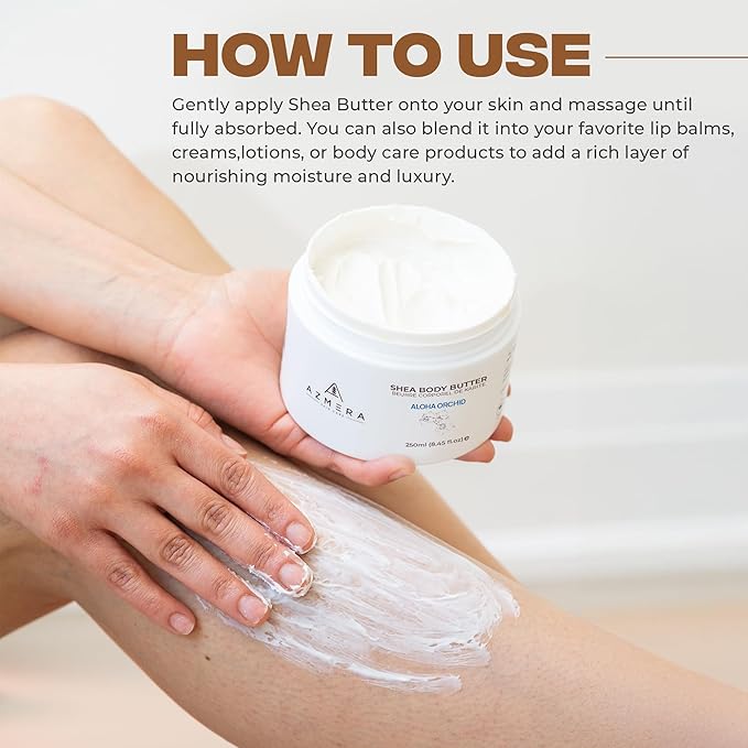 AZMERA Handcrafted Whipped Shea Body Butter – Luxurious Orchid Scented Moisturizer for Dry, Sensitive Skin with Argan Oil & Vitamin E – Vegan, Non-Greasy Skincare – 8.82 oz-VivaGrace Women