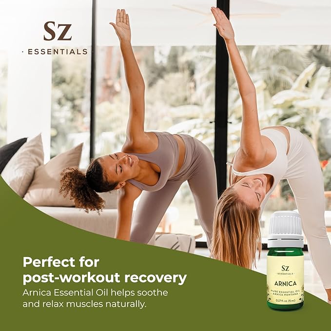 Arnica Essential Oil (Arnica Montana) – Therapeutic Grade, 100% Pure & Undiluted with Fresh Herbal Aroma for Soothing Relief, Aromatherapy, Muscle Recovery & Skin Care - Vegan 0.17 oz-VivaGrace Women