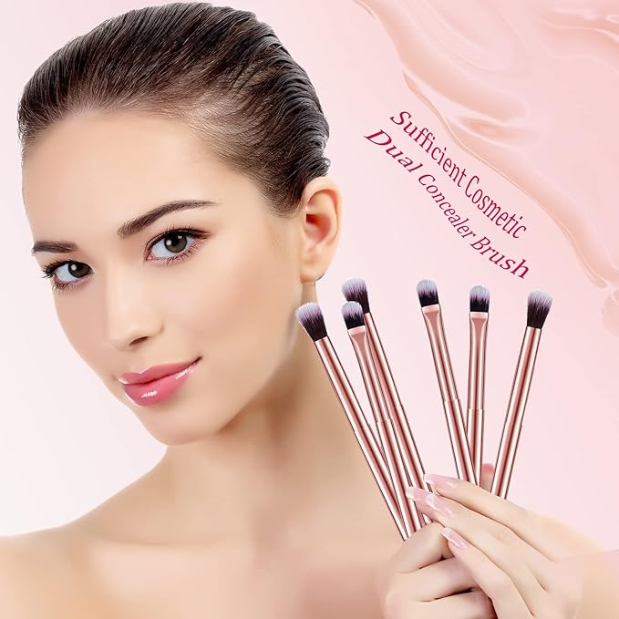 6 Pcs Eyeshadow Smudge Brush 2-in-1 Eyeshadow 2 Double Ended Make Up Brush Concealer Cosmetics Under Eye Small Soft Firm Pointed Foundation Makeup Applicator for Blending Eye Shadow Liner-VivaGrace Women
