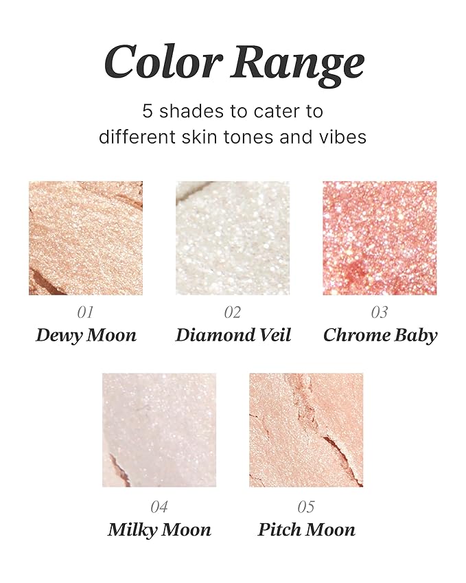 Glint Dewy Highlighter (Chrome Baby, 0.08oz) - Luminous Glow, Infused with Micropearls, Shiny Illuminator. Rich Pigment & Silky Touch, Korean Makeup.-VivaGrace Women