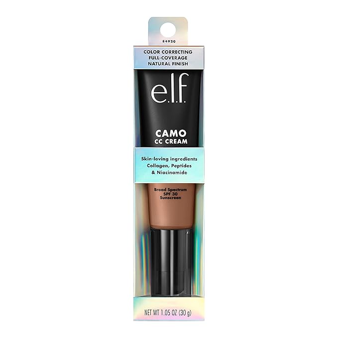 e.l.f. Camo CC Cream, SPF 30 Color-Correcting Medium-To-Full Coverage Face Foundation, Delivers An Airbrushed Finish, Vegan & Cruelty-Free, Tan 415 C-VivaGrace Women