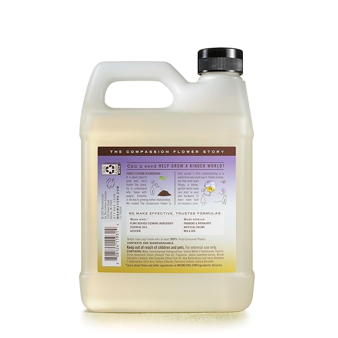 MRS. MEYER'S CLEAN DAY Hand Soap Refill, Made with Essential Oils, Biodegradable Formula, Compassion Flower, Packaging May Vary, 33 fl. oz