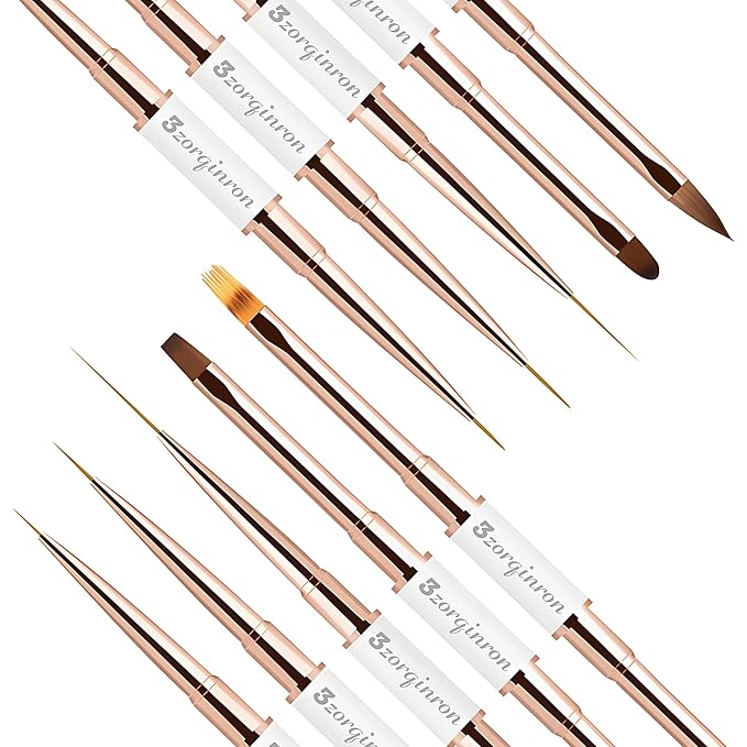 Nail Art Bushes Set, Professional 5Pcs Double-Ended Nail Brush Kit for Details, Long Lines, Ombre & 3D Design-Perfect for DIY Manicures & Salons (White)-VivaGrace Women