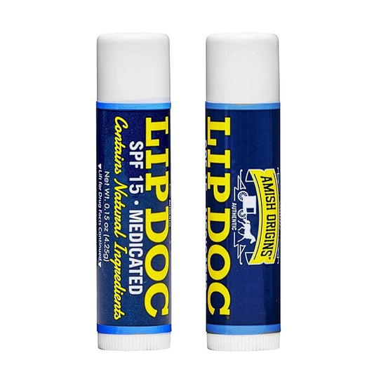 Amish Origins Lip Doc SPF 15 Medicated Lip Balm (2 PACK)- All-Natural Deep Moisturizing Lip Balm, Potent Formula for Chapped and Cracked Lips, All Natural Essential Oils-VivaGrace Women