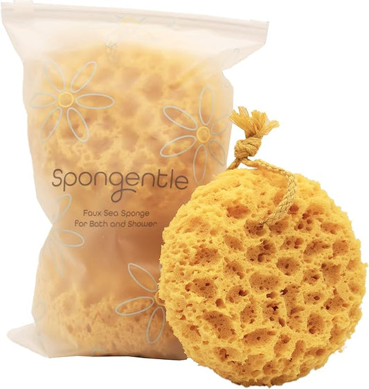 Spongentle Deep Cleansing Body Loofah Sponge, Natural Colors, for Bath and Shower, Multiple Textures for Gentle and Deep Exfoliation, Generous and Rich Lather, (Pack of 3)-VivaGrace Women