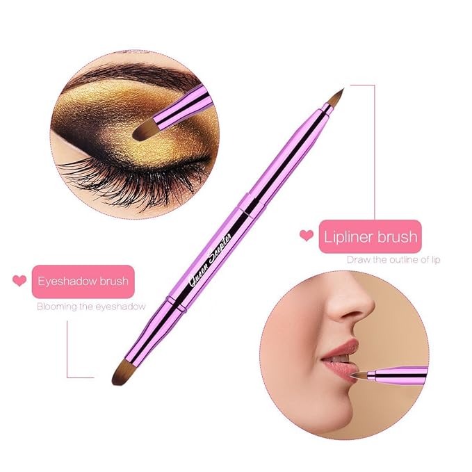Cosmetic Brushes Lip Eye Double Sided Makeup Brush with Cap for Travel Retractable Lip Brush Eyebrow Brush Concealer Brush For Lipstick Portable Purple-VivaGrace Women