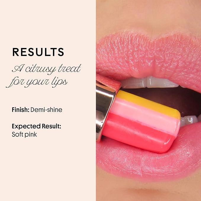 Winky Lux Pink Lemonade Tri-Color Tinted Lip Balm – Lip Care with Jojoba Oil & Vitamin E, Sheer Tint, Juicy Citrus Scent, Softens and Hydrates Dry Lips-VivaGrace Women