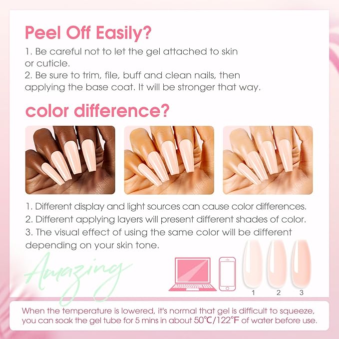 ROSALIND 14 Colors Poly Nail Gel Kit with Mini Nail Lamp Pink Brown Poly Nails Gel Kit Starter Kit With Slip Solution Kit Pink Extensions Gelfor Nail Manicure Beginner-VivaGrace Women