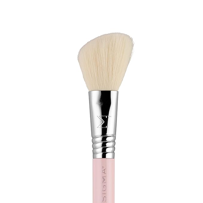 Sigma Beauty Travel Essential Trio - Makeup Brush Set for Foundation Powder Eyeshadow - 3 Tool Brushes with Brush Tin Holder - - Skin Safe, Vegan Makeup Brushes for Travel - Light Pink-VivaGrace Women