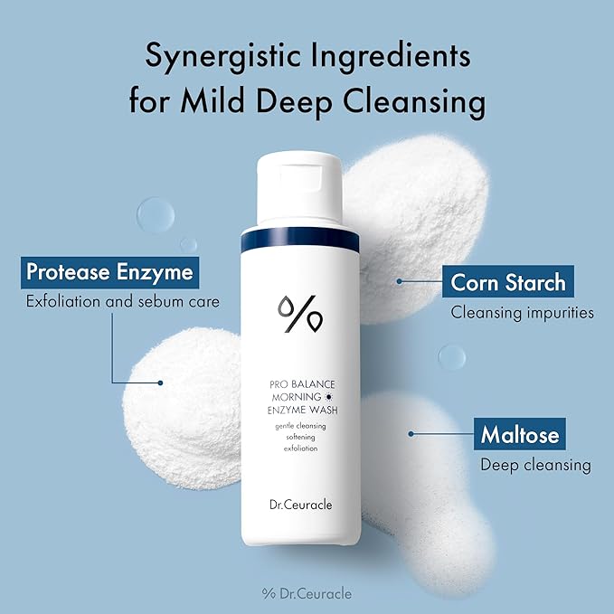 Dr.Ceuracle Pro Balance Enzyme Powder Face Wash - Korean Day and Night Natural Enzyme Powder Face Wash for Deep Pore Cleansing, Sebum Removing, pH Skin Balancing Care (Morning Wash)-VivaGrace Women