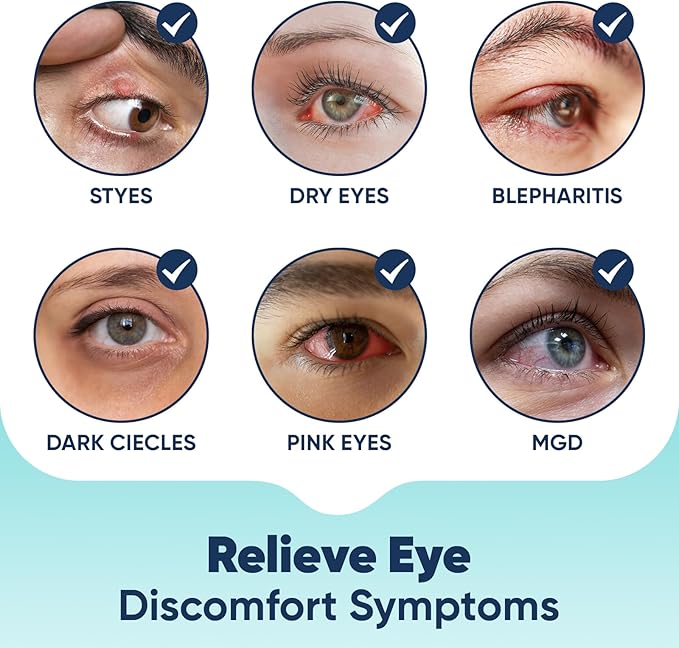 Heated Eye Mask for Dry Eyes, Cordless Warm Eye Compress for Blepharitis, Styes, 1500mAh Large Battery Capacity, Washable Cover, Gifts for Family and Friends (Blue)-VivaGrace Women