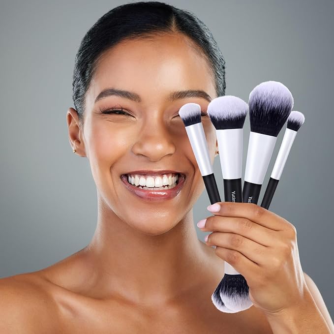 Makeup Brush Set 10pc, Dual-Ended Makeup Brushes For Bronzer, Contour, Eyeshadow, Blush, Concealer, Foundation-VivaGrace Women