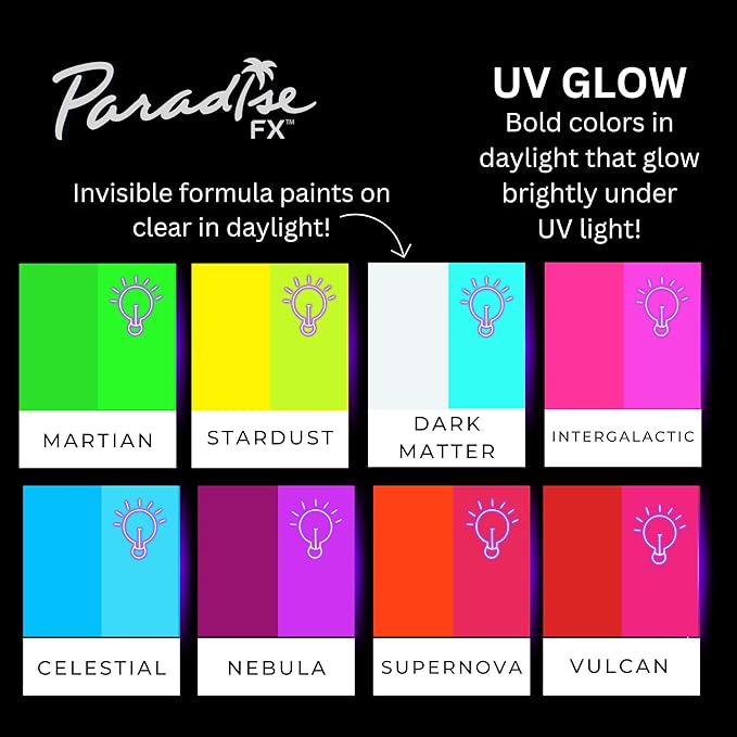 Mehron Paradise FX UV Neon Glow – Neon UV Celestial 1.4 oz | Water Activated Black Light UV Paint for Raves, Costumes, SFX, Halloween, Stage, Theater & Cosplay-VivaGrace Women
