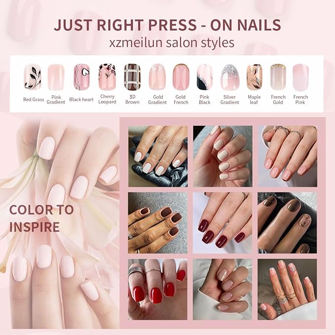 Red Press On Nails Short Square 24 Pcs, Designer Reusable Acrylic Fake Nails with Glue, Glossy Soft Gel Nails Wedding and Party, Stick On Glue On Nails, Nails for Women Gift