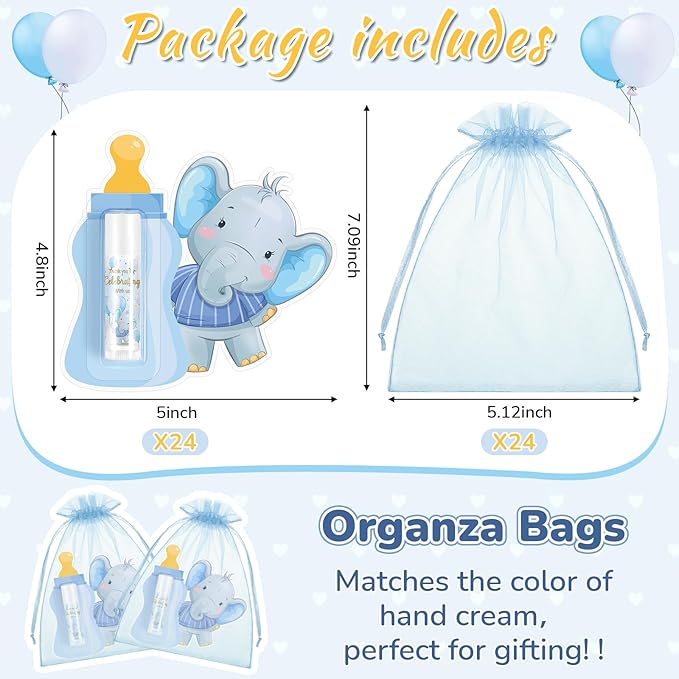 24 Set Baby Shower Lip Balm Bulk Baby Shower Party Favors Baby Shower Gifts for Guests Elephant Themed Decorations Natural Flavored Lip Moisturizer Lip Care Products for Girls Women Kids-VivaGrace Women