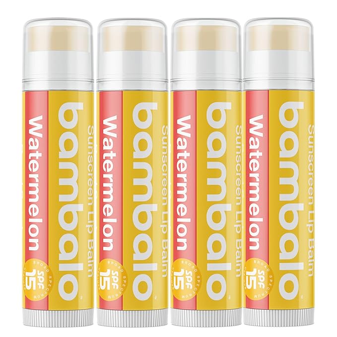 4-Pack Watermelon SPF 15 Lip Balm - Organic Ingredients, Broad Spectrum UVA/UVB Protection - Hydrating & Moisturizing, USA Made-VivaGrace Women