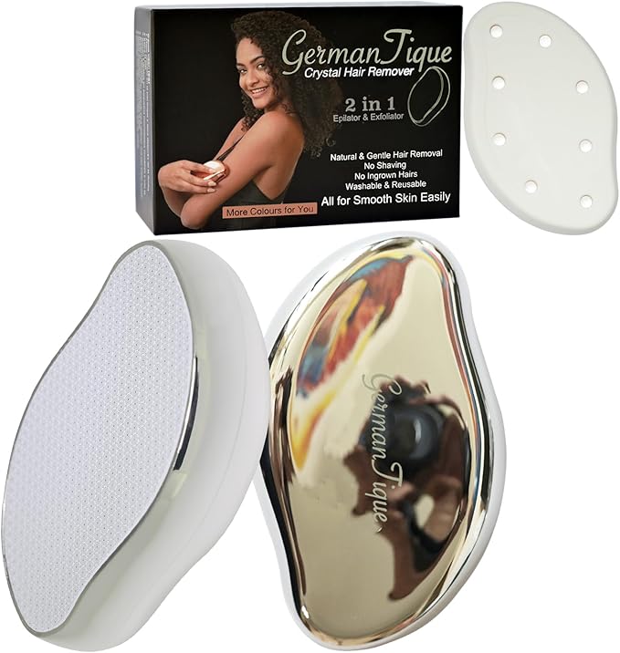 Crystal Hair Eraser,Natural Crystal Hair Remover,Reusable Painless Nano Glass Hair Removal Device Without Shaver,Gentle Crystal Epilator and Exfoliator for Soft Silky Skin(Silver)-VivaGrace Women