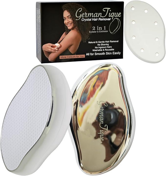 Crystal Hair Eraser,Natural Crystal Hair Remover,Reusable Painless Nano Glass Hair Removal Device Without Shaver,Gentle Crystal Epilator and Exfoliator for Soft Silky Skin(Silver)-VivaGrace Women