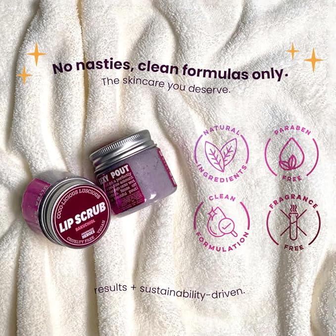 Handmade Heroes Bakuchiol Lip Scrub 1 fl oz | Deep Conditioning Lip Plumper Helps Reduce Fine Lines and Wrinkles Appearance | 100% Cruelty Free Vegan | Lip Care for Luscious Lips-VivaGrace Women
