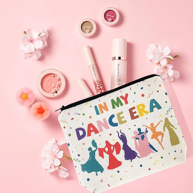 My Dance Era Canvas Zipper Cosmetic Bag, Small Makeup Bag for Women, Friends, Daughter, Sister for Dancers, Dancer Birthday Gifts for Girls (White)-VivaGrace Women