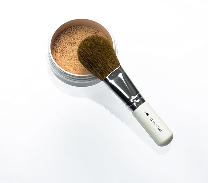 Serious Skincare BELLA ROSE PRO-MINERALS Loose Mineral Powder Makeup Foundation SPF 15 with Application Brush - Lightweight - Buildable Coverage - Luminous Matte Finish - Talc Free - 0.50 oz - Medium-VivaGrace Women