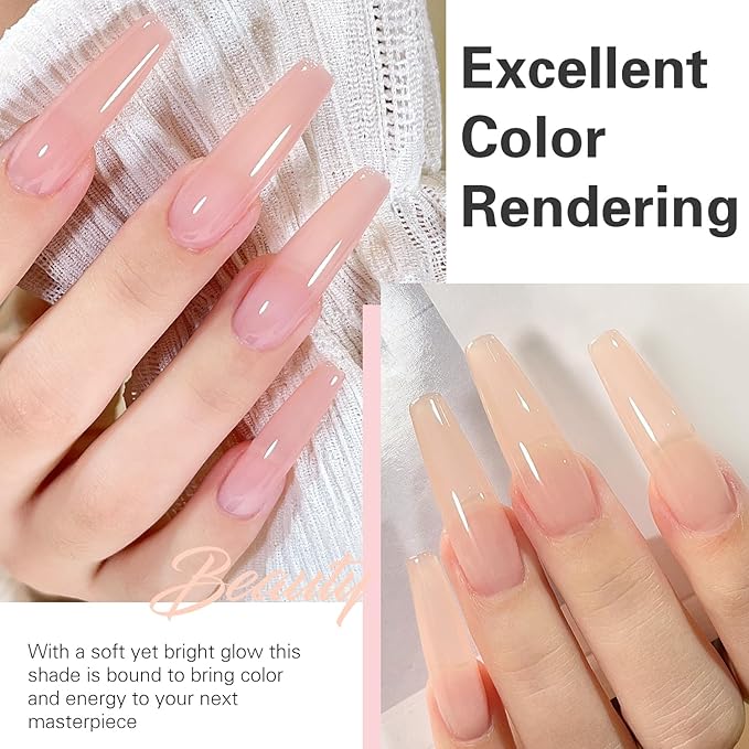 Beautpal Nude Gel Polish Set Milky Nude Sheer Pink Jelly Gel Polish Nail Kit Soak Off UV Translucent Nail Polish Gel 6PCS 8ml