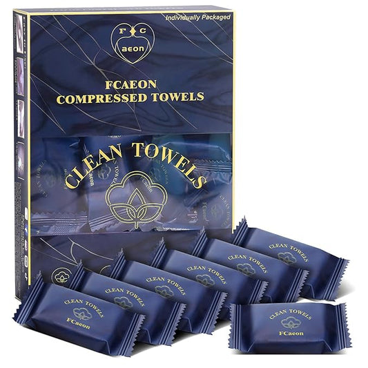 Disposable Towel, Thicken Compressed Towel Large, Soft Facial Washcloth Reusable Portable Cotton Tissue for Travel,Camping,Hiking,Hotel,Beauty Salon,Outdoor Activities(Dark Blue 50PCS)