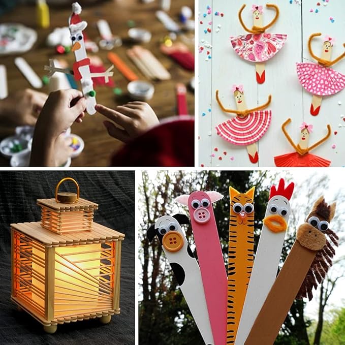 Mibly 4 Style 300 Pcs Assorted Wooden Wax Sticks for Body Legs Face and Small Medium Large Sizes Eyebrow Waxing Applicator Spatulas for Hair Removal or Wood Craft Sticks-VivaGrace Women