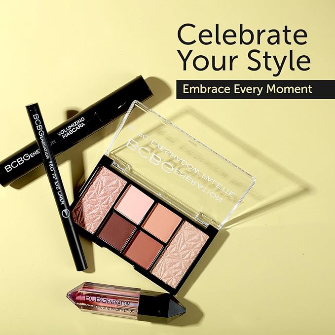 Natural Complete Eye and Lip Set - Includes Eyeshadow Palette, Eye Liner, Mascara, Lip Oil - 4 pcs-VivaGrace Women