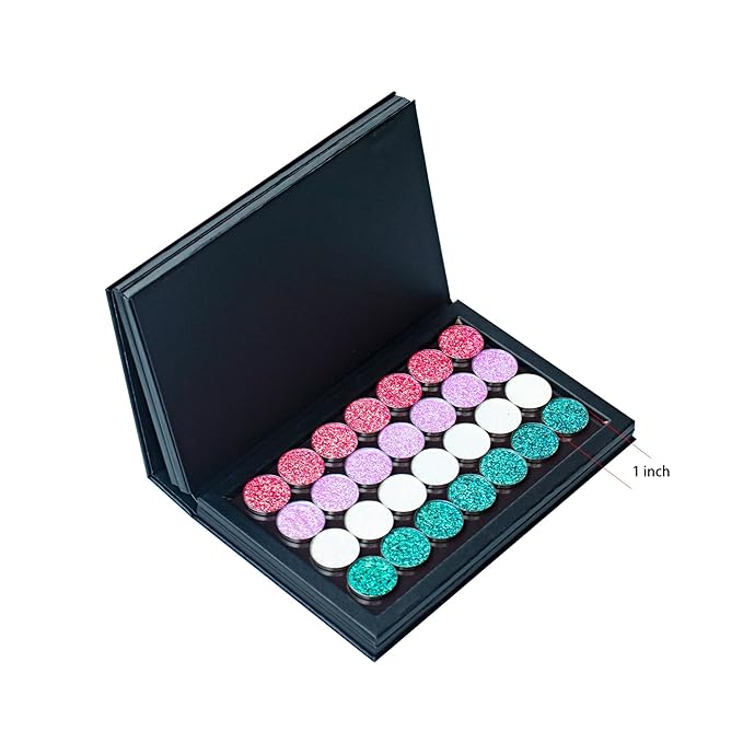 4 layers Empty magnetic Book Shaped palette （Black PU leather surface）with Depotting Spatula and 100 piece Metal Stickers-VivaGrace Women