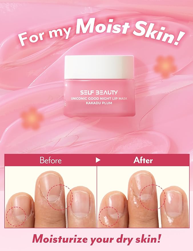 SelfBeauty Lip Mask - Kakadu Plum, Vegan Lip Balm, Daily Lip Moisturizer, Overnight Hydrating Lip Treatment with Vitamin C, Lip Scrub Exfoliator Intensive Lip Repair, 0.51fl.oz-VivaGrace Women