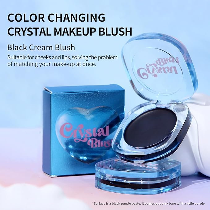 KYDA Black Cream Blush, Color Changing Tint, Magic Black Blush for Cheek & Lip, Natural Pink Glossy Face Blusher, Moisturizing Lightweight, Crystal Make Up Blush-VivaGrace Women