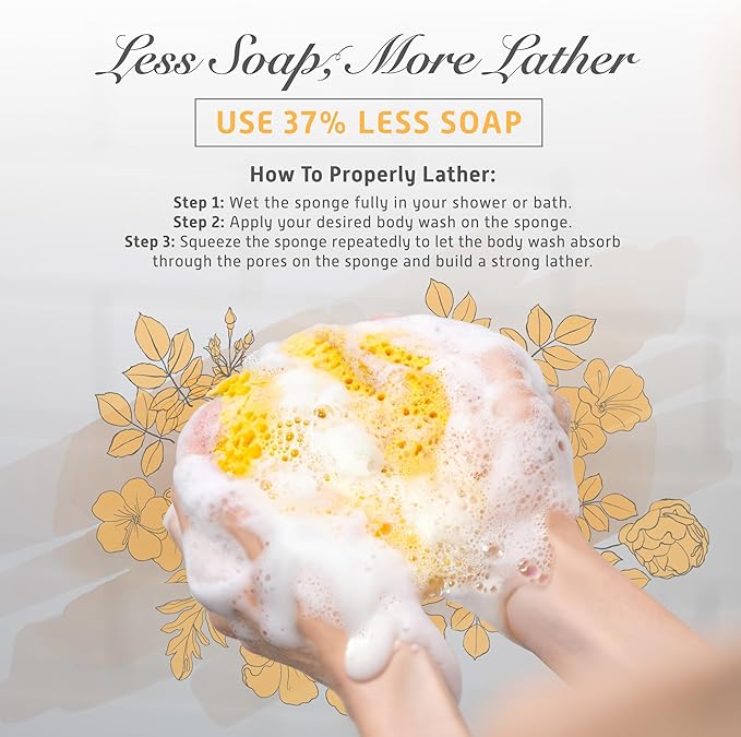 Spongentle Deep Cleansing Body Loofah Sponge, Natural Colors, for Bath and Shower, Multiple Textures for Gentle and Deep Exfoliation, Generous and Rich Lather, (Pack of 2)-VivaGrace Women