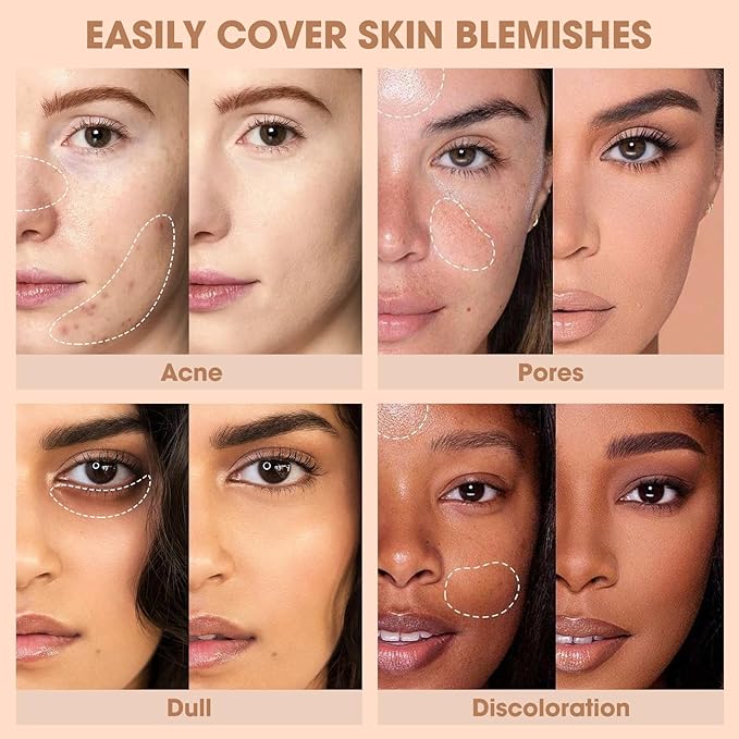Cream Concealer Full Coverage Makeup, Matte Color Correcting Concealer with Brush, Waterproof, Conceals Blemish, Pores and Spots, Under Eye Makeup Concealer for Dark Circles (#04 LIGHT)-VivaGrace Women