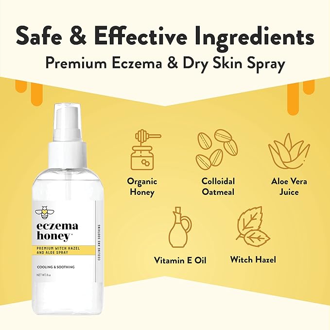 ECZEMA HONEY Premium Witch Hazel & Aloe Spray - Facial Mist Skin Care Product - Unscented Moisturizer, Dewy Makeup Spray, Aftershave & More (8 Oz)-VivaGrace Women