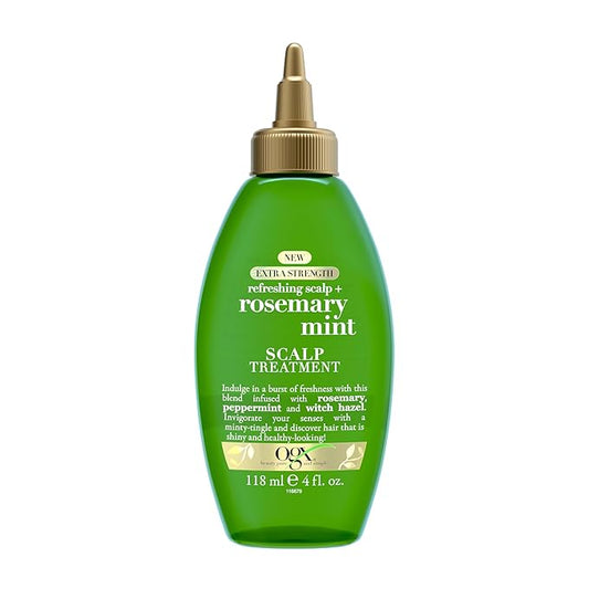 OGX Extra Strength Refreshing Scalp + Rosemary Oil Mint Dry Scalp Treatment, Peppermint & Witch Hazel Scalp Detox, Clarifying Leave-In to Help Remove Buildup and Refresh, Shiny Hair Finish, 4 fl oz-VivaGrace Women