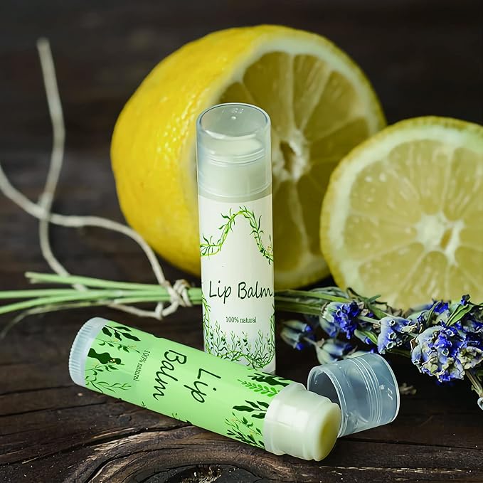 CRASPIRE Lip Balm Labels 80pcs Homemade Lip Balm Labels 2” Clear Lip Balm Labels for Tubes Printable Waterproof Lip Balm Stickers Labels for Lip Balm Handcream Candle Container（Leaves-White Green）-VivaGrace Women